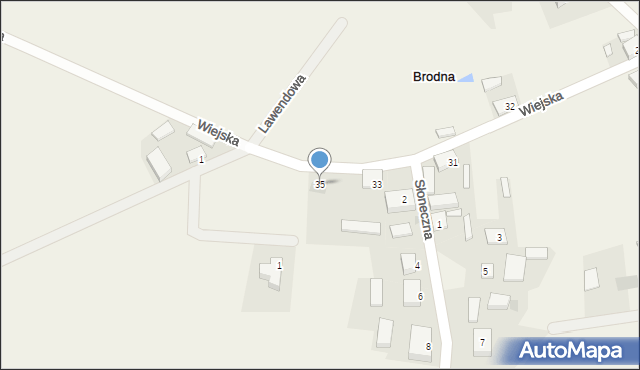 Brodna, Wiejska, 35, mapa Brodna