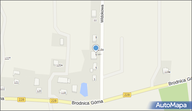 Brodnica Górna, Widokowa, 7, mapa Brodnica Górna