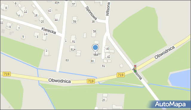 Brwinów, Wilsona Thomasa Woodrowa, 58A, mapa Brwinów