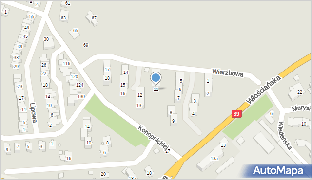 Brzeg, Wierzbowa, 11, mapa Brzeg