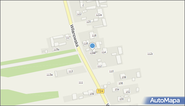 Brześce, Wilanowska, 114a, mapa Brześce