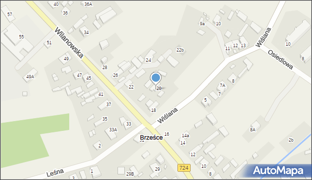 Brześce, Wilanowska, 20A, mapa Brześce