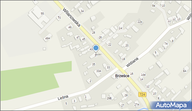 Brześce, Wilanowska, 37, mapa Brześce