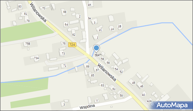 Brześce, Wilanowska, 58A, mapa Brześce