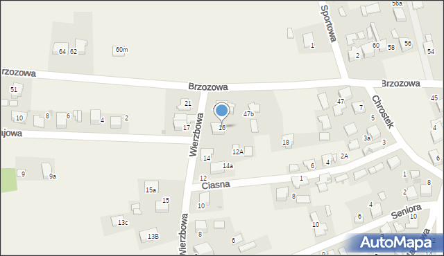 Brzezinka, Wierzbowa, 16, mapa Brzezinka