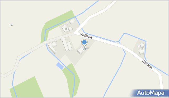 Brzezinka, Wiślana, 13, mapa Brzezinka