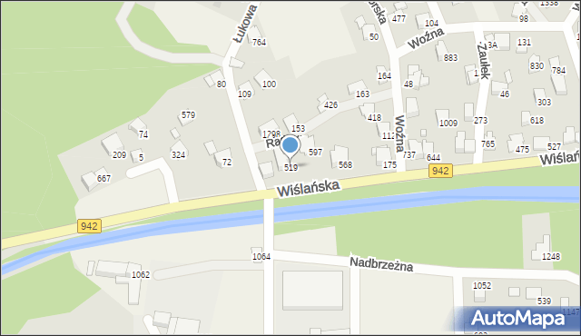 Buczkowice, Wiślańska, 519, mapa Buczkowice
