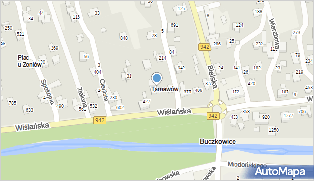 Buczkowice, Wiślańska, 598, mapa Buczkowice