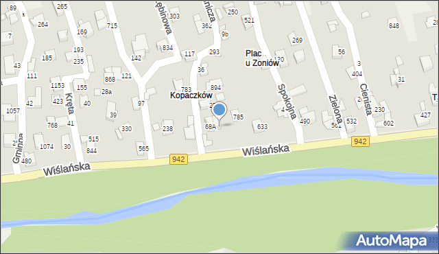 Buczkowice, Wiślańska, 68, mapa Buczkowice