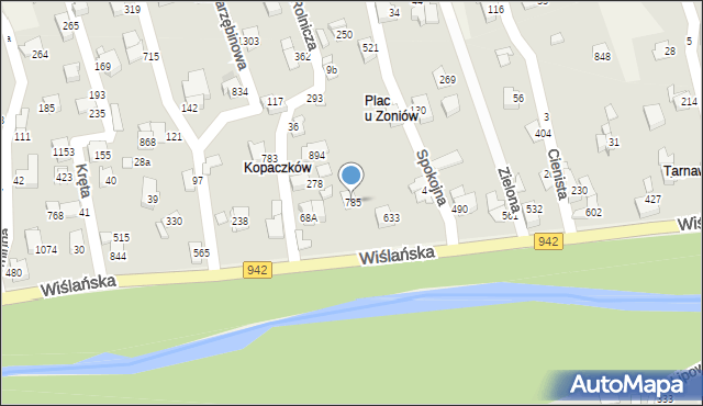 Buczkowice, Wiślańska, 785, mapa Buczkowice