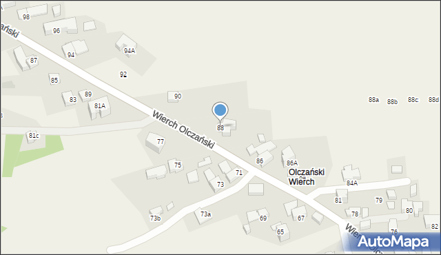 Bukowina Tatrzańska, Wierch Olczański, 88, mapa Bukowina Tatrzańska