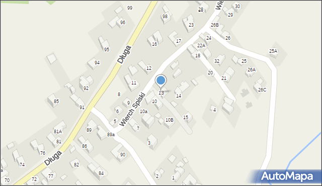 Bukowina Tatrzańska, Wierch Spiski, 13, mapa Bukowina Tatrzańska