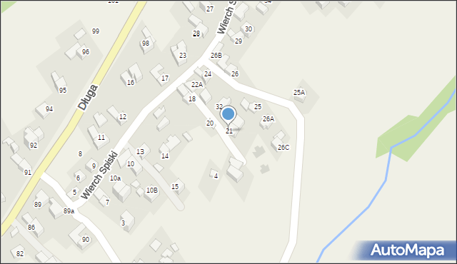 Bukowina Tatrzańska, Wierch Spiski, 21, mapa Bukowina Tatrzańska