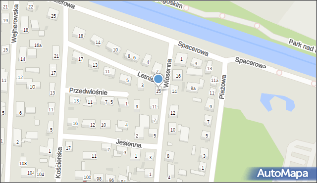 Bydgoszcz, Wiosenna, 15, mapa Bydgoszczy