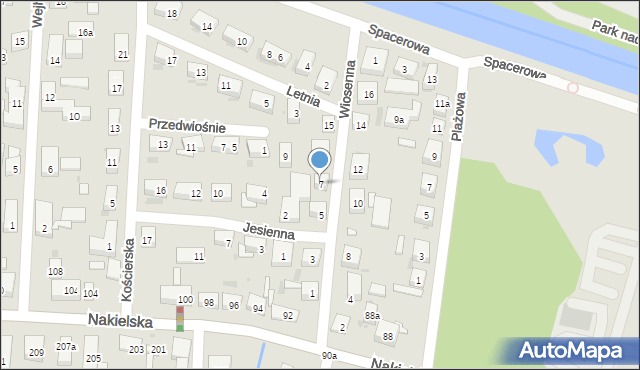 Bydgoszcz, Wiosenna, 7, mapa Bydgoszczy