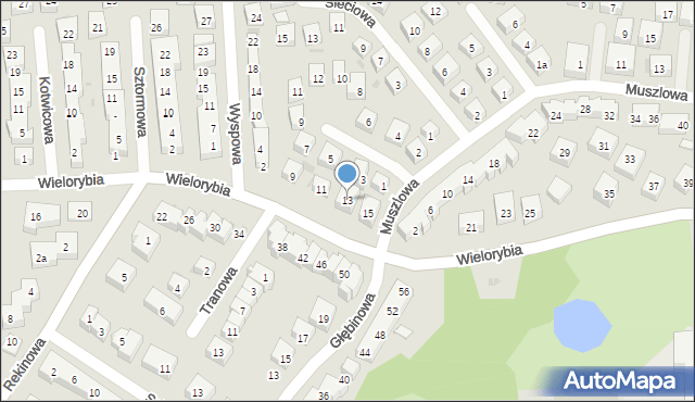 Bydgoszcz, Wielorybia, 13, mapa Bydgoszczy