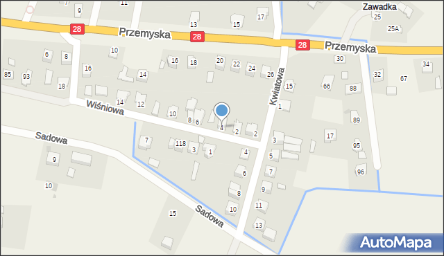 Bykowce, Wiśniowa, 4, mapa Bykowce