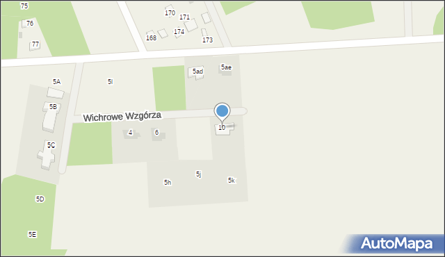 Byszewy, Wichrowe Wzgórza, 10, mapa Byszewy