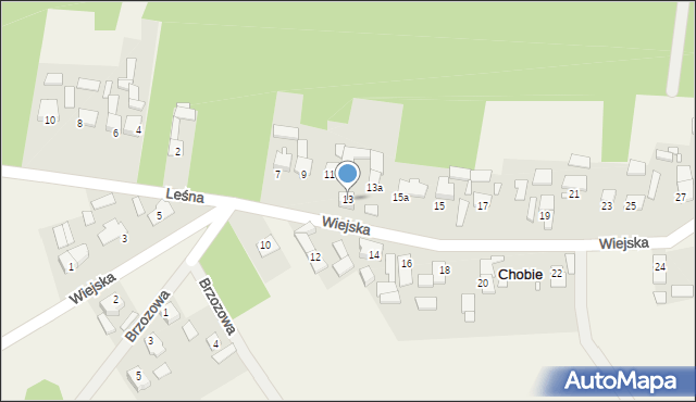Chobie, Wiejska, 13, mapa Chobie