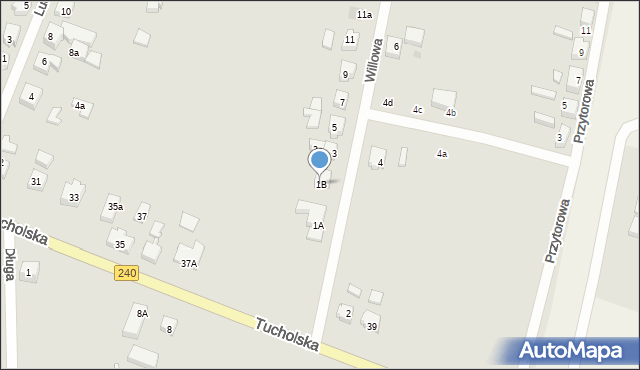 Chojnice, Willowa, 1B, mapa Chojnic