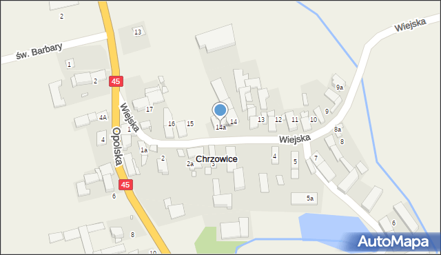 Chrzowice, Wiejska, 14a, mapa Chrzowice