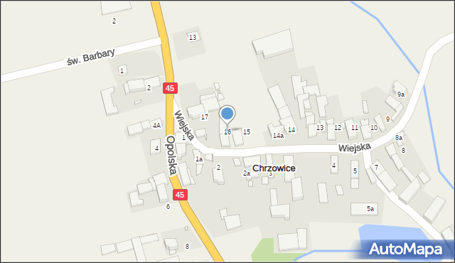 Chrzowice, Wiejska, 16, mapa Chrzowice