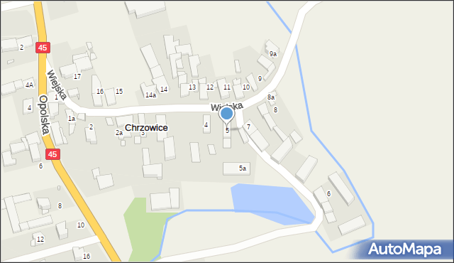 Chrzowice, Wiejska, 5, mapa Chrzowice