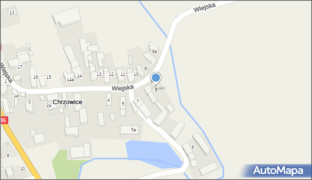 Chrzowice, Wiejska, 8, mapa Chrzowice