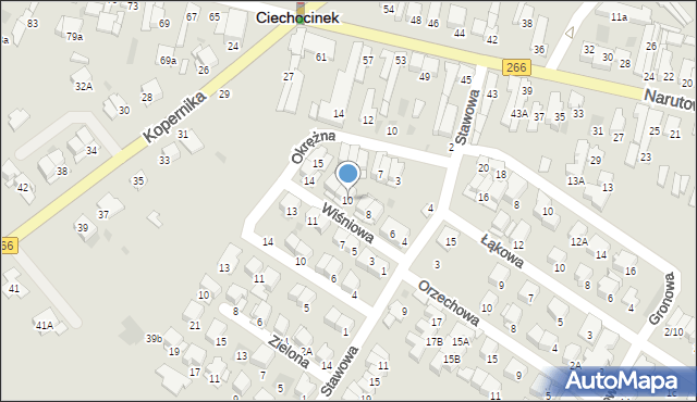 Ciechocinek, Wiśniowa, 10, mapa Ciechocinek