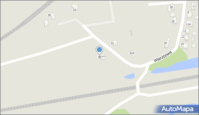 Czechowice-Dziedzice, Wierzbowa, 36, mapa Czechowic-Dziedzic