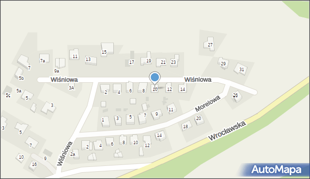 Czernica, Wiśniowa, 10, mapa Czernica