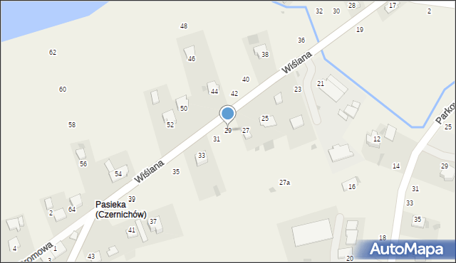 Czernichów, Wiślana, 29, mapa Czernichów