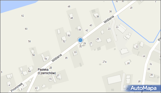 Czernichów, Wiślana, 31, mapa Czernichów