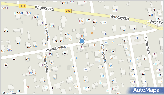 Częstochowa, Wielkoborska, 11, mapa Częstochowy