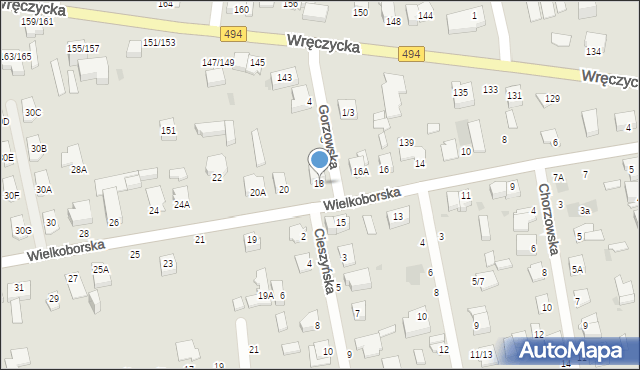 Częstochowa, Wielkoborska, 18, mapa Częstochowy