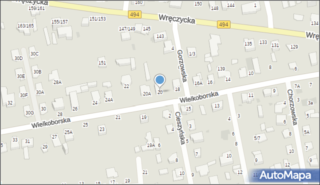 Częstochowa, Wielkoborska, 20, mapa Częstochowy