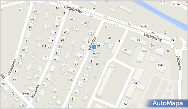 Częstochowa, Wilgotna, 20, mapa Częstochowy