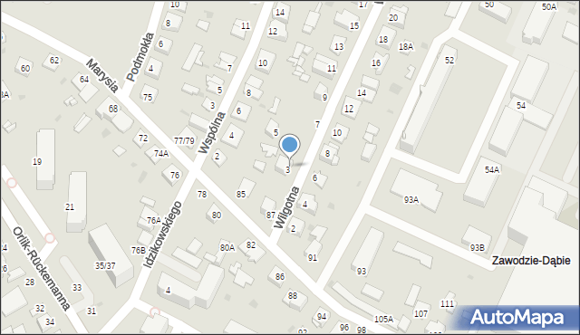 Częstochowa, Wilgotna, 3A, mapa Częstochowy