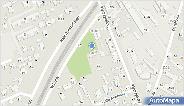Częstochowa, Wilsona Tomasza, 82/84, mapa Częstochowy