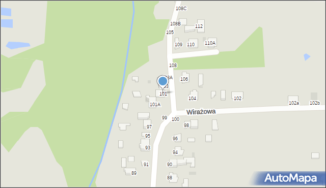 Częstochowa, Wirażowa, 101, mapa Częstochowy