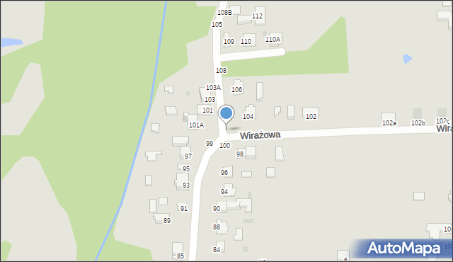 Częstochowa, Wirażowa, 102, mapa Częstochowy