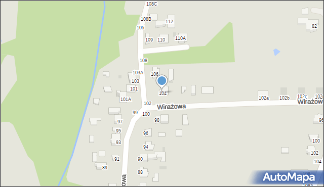 Częstochowa, Wirażowa, 104, mapa Częstochowy