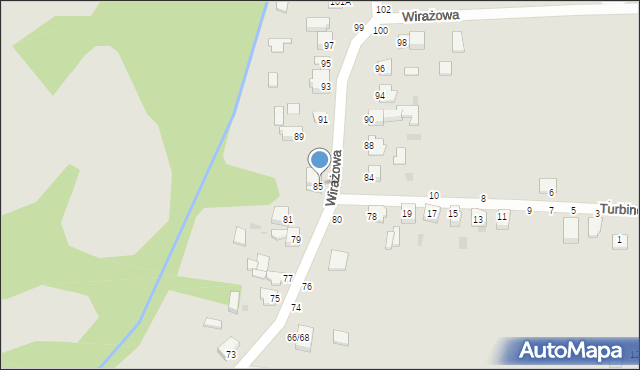 Częstochowa, Wirażowa, 85/87, mapa Częstochowy