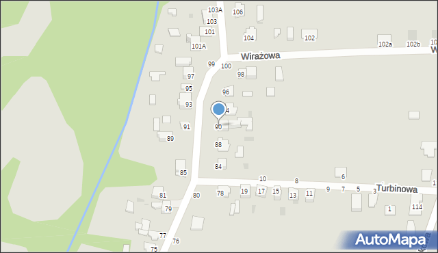 Częstochowa, Wirażowa, 90, mapa Częstochowy