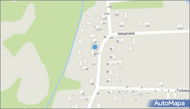 Częstochowa, Wirażowa, 93, mapa Częstochowy