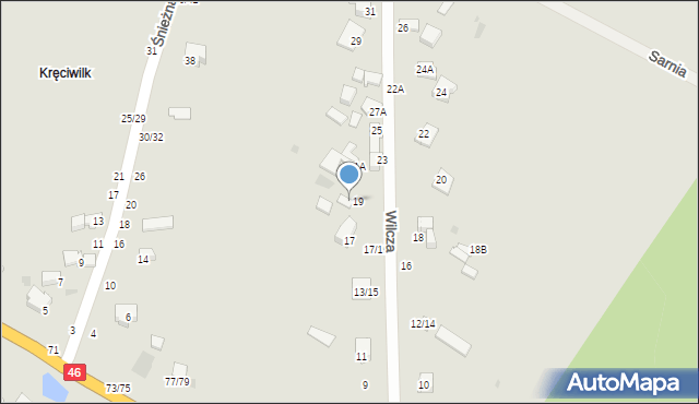 Częstochowa, Wilcza, 21, mapa Częstochowy