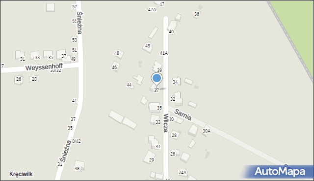 Częstochowa, Wilcza, 37, mapa Częstochowy