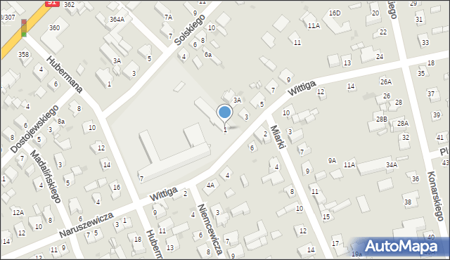 Częstochowa, Wittiga, 1, mapa Częstochowy