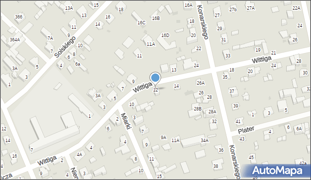Częstochowa, Wittiga, 12a, mapa Częstochowy