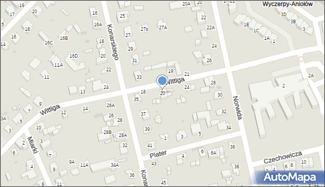 Częstochowa, Wittiga, 20, mapa Częstochowy